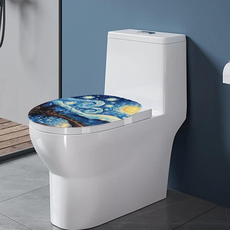 Flashideas Van Gogh Starry Night Toilet Lid Cover Soft Plush Seat Covers Tank Lip Covers Fits Most Toilet Tanks & Lids Bathroom Decoration Accessories - Image 4